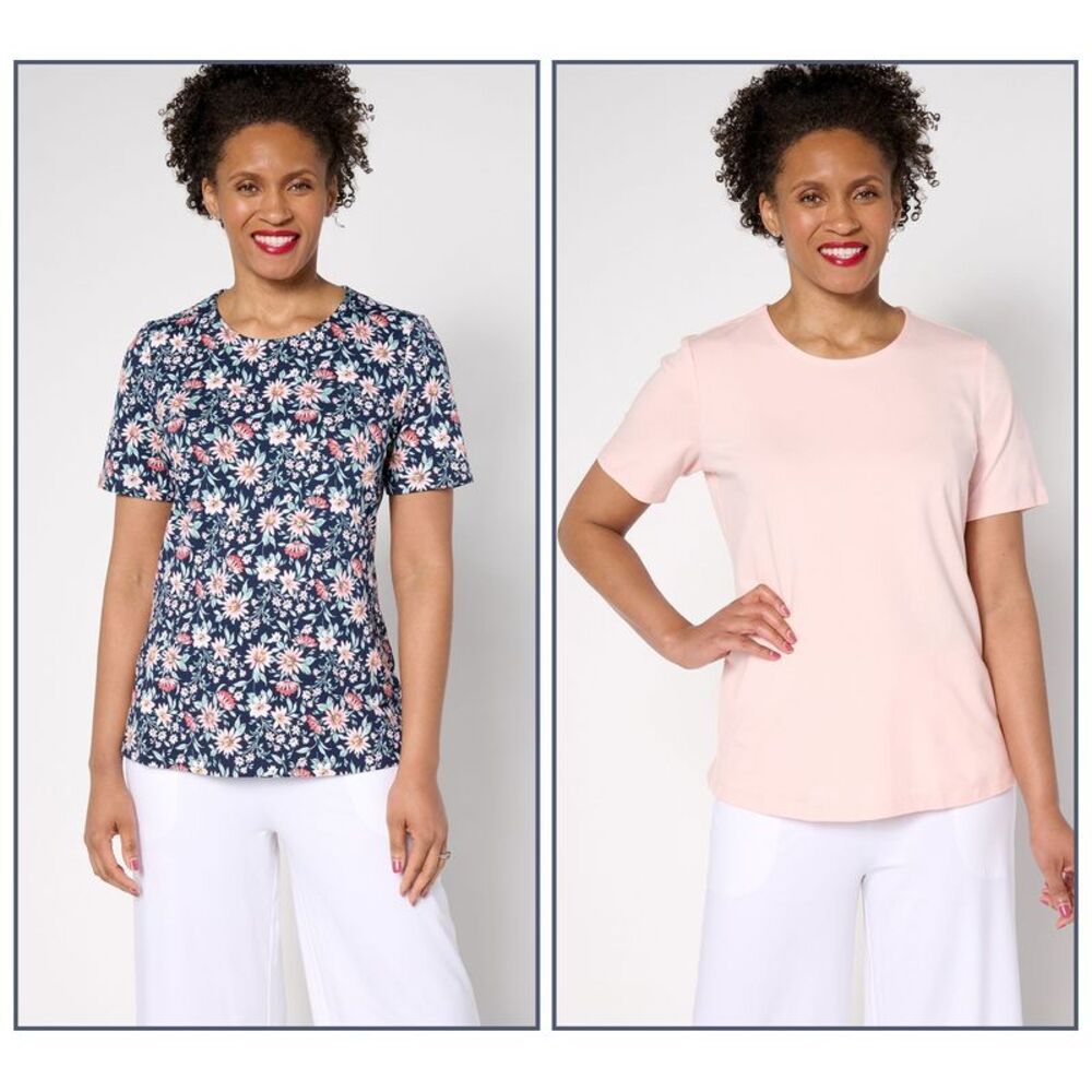Liberare Women's Top Sz XS Denim & Co. Beach Jersey Printed Multi-colored